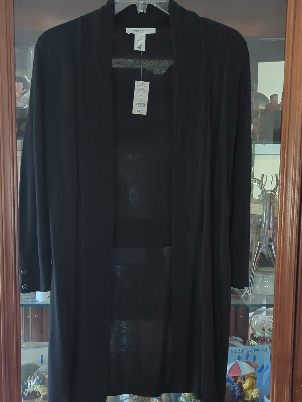 White House Black Market Black Long Open-Front Cardigan